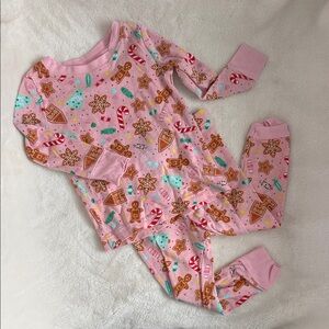 Old Navy Pink Gingerbread and Candy Cane Kids Pajama Set